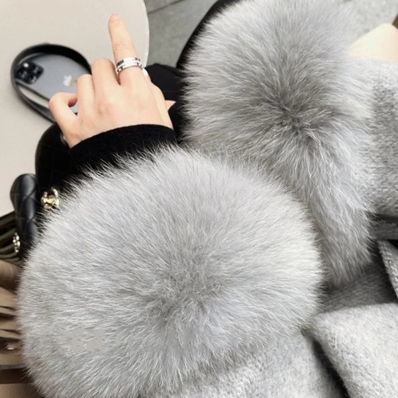 High End Double-sided Wool Strapping Real Wool Fur Coat Women's Removable Cuffs - Picture 2 of 8